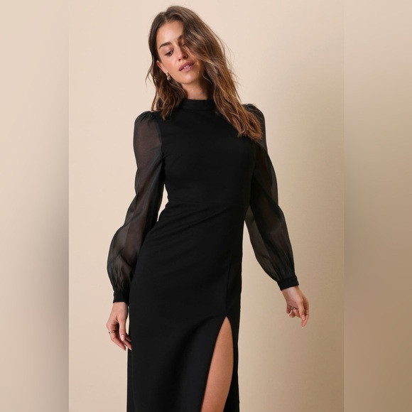 LULU’S Seeking Sophistication Black Backless Balloon Sleeve Maxi Dress - Picture 6 of 6